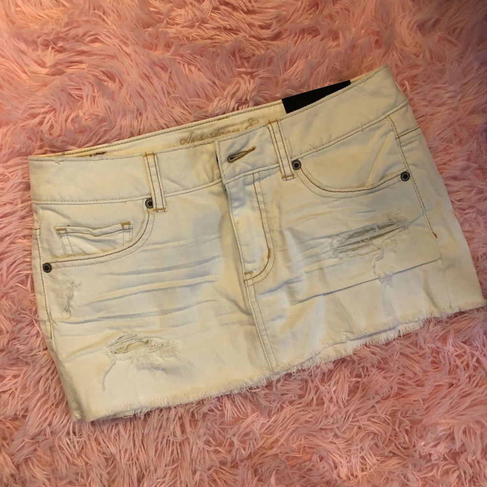 NWT Cream Mini Denim Skirt